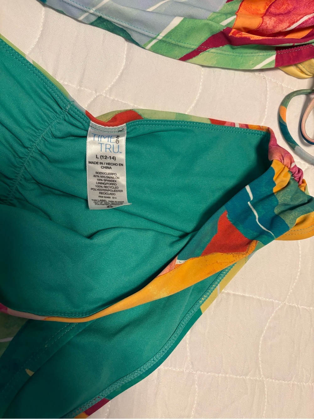 Time and Tru Multicolored Palm Leaf Print Halter Tankini Women’s L (12-14) - Picture 4 of 4